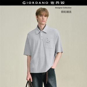 GIORDANO Men Polo Shirts 100% Cotton Folded Pocket Polo Shirts Short Sleeve Fashionable Casual Loose Polo Shirts 18016803
