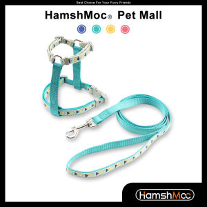 HamshMoc Floral Cat Harness And Leash Set Adjustable Nylon Pet Harness Soft Cat Leash for Kitten Puppy Bunny Dog