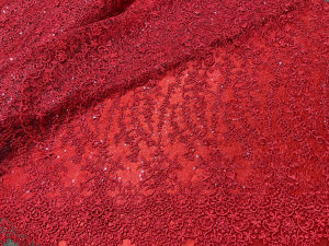 ผ้าเมตร ผ้าลูกไม้ ผ้าลูกไม้ฝรั่งเศส ผ้าลูกไม้ตาข่ายปักเลื่อม มีเชิง ผ้าปักลายดอก ลูกไม้นำเข้า ชุดใหม่ กว้าง 50 นิ้ว หน่วยขายเป็นเมตร