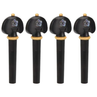 JURHOMIE 4PCS Ebony Wood Material Violin Tuning Pegs Black For 3/4 and 4/4 String Instrument Pegs Durable Violin Peg Set For Violin