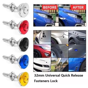MADEWITH 1set 32mm Quick Latch Hood Pins Lock Universal Carbon Fiber Pattern General Motors Modified Decoration High Quality Aluminum Alloy Quick Release Fasteners Lock For Moset Car