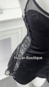 HT253 Váy ngủ 2s cánh tiên lụa dáng xoè sang chảnh kèm ĐỆM LÓT ren hông xuyên thấu tôn dáng HT253