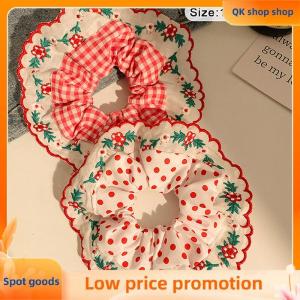 ✨QK shop✨ Beautiful Embroidered Large Scrunchies Elastic Hair Bands Hair Ties Women Sweet Hair Accessories Ponytail Holder Head Rope