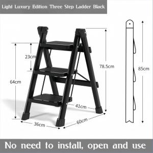 Foldable Step Ladder 3/4 Steps Black Foldable Step Ladder Household Ladders Carbon steel Ladder Step
