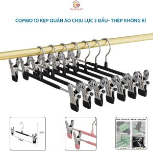 Combo 10 Kẹp Quần Áo 2 Đầu Chịu Lực Chống Nhăn Bằng Thép Không Gỉ