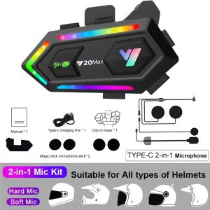 NEXASHOP 1pc Bluetooth 5.3 Motorcycle Helmet Speakers RGB Colorful Mixing 300M Helmet Headphone Portable Hands-free Motorcycle Intercom Headset For 2 Riders