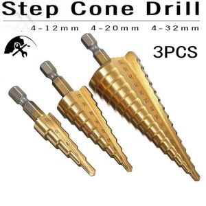 Mata Bor Pagoda 4-32mm Set 3pcs HSS Tingkat Multi Step Drill Bit T63GD