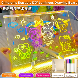 Childrens Erasable DIY Luminous Drawing Board Toys Night Light Message Note Board Acrylic LED Writing Pad