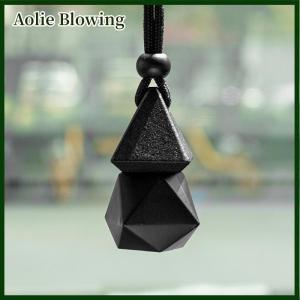 Aolie 1Pcs Triangle Cover Dyed Cover Matte Black Empty Bottle Car Essential Oil Diffuser Fragrance Freshener Perfume Bottle Ornament