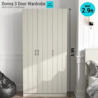 Luxe: Donna 3 Door Mirror Wardrobe | Storage Cabinet Organiser | Cupboard | Modern