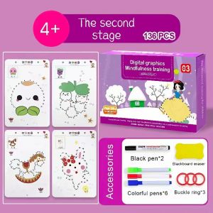 Childrens pen-holding training copybook tracing book for beginners writing practice book for girls coloring and painting book for 2-6 years old