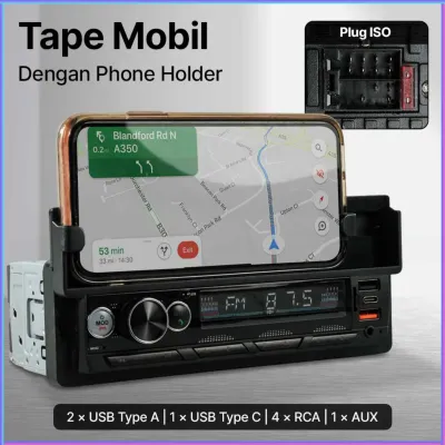 READY Occkic Tape audio Mobil Bluetooth usb full bass Multifungsi ISO with Phone Holder - HL81 / Tape Mobil Bluetooth full bass