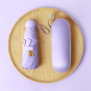 Dù Ô Gấp Gọn Mini 2 Lớp Cán Tròn Kèm Túi Đựng Dù Gấp Gọn Cán Tròn Chống Nước Chống Tia UV