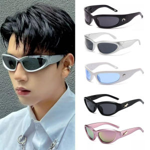 Y2k Moon Rectangular Sunglasses Women Hip Hop Punk Sun Glasses Street Retro sunglasses for Men