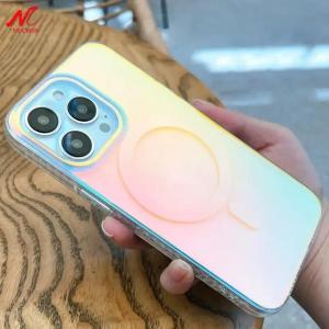 For iPhone 14 15 16 17 Pro Max for Magsafe Phone Cases Aurora Gradient Laser PC Magnetic Case for iPhone 11 12 13 Pro Max 17Air