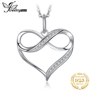 JewelryPalace 925 Sterling Silver Pendant Necklace for Women No Chain Infinity Love Knot Heart Trendy Simulated Diamond Women Pendant