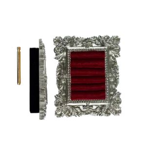 SIQIN Vintage Silver Ring Display Stand Baroque Design Mini Jewelry Display Props Durable Space Saving Velvet Earring Tray Wedding Birthday Gifts