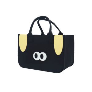 SWEET TIM Fashion Portable Versatile Big Eyes Felt Multi-function Shopping Bag Niche Design Handbag Women Lunch Bag Picnic Bag Food Storage Bag