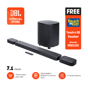 JBL BAR 800 MK2 7.1-Channel Soundbar System with Detachable Surround Speakers | MultiBeam 3.0 ™ | Dolby Atmos ® | DTS Virtual:X | 390W Output Power | 10" Wireless Subwoofer | PureVoice 2.0 | Broadcasting