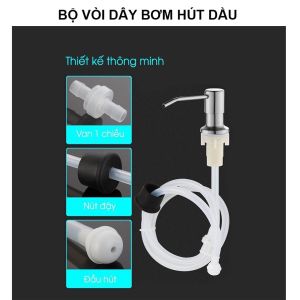 Bộ vòi bơm nước rửa chén - Đầu vòi tăng áp VTA-01 - vòi bơm gắn bồn rửa đầu nhấn hơi tiện lợi với ống dẫn silicon