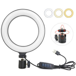 16CM Ring Light USB Charge Selfie LED Lamp Dimmable Photography Ringlight、tripod For Live Photo Photography Studio Live Makeup Live fill light