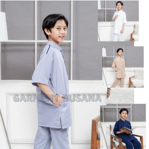ZIDAN setelan baju koko muslim anak laki-laki terbaru lengan pendek bahan katun premium nyaman dan adem