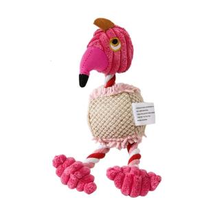 Dog Rope Fetching Toy Tug-of-war Game for Dogs Teething Chew Molar Toy Dog Cartoon Flamingo Toy for Indoor Dogs