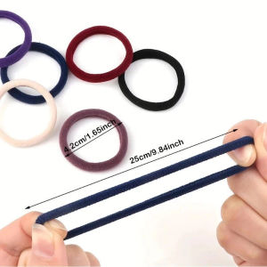 50PCS Mixed Color Seamless Rubber Bands High Elastic No Damage Hair Ties Soft Nylon Ponytail Holders