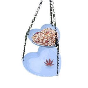 OUTOPEN Large Capacity Double Layer Bird Feeder Hanging Heart Shape Bird Feeding Dish Pet Supplies Dual-purpose Bird Water Bowl Bird Bath