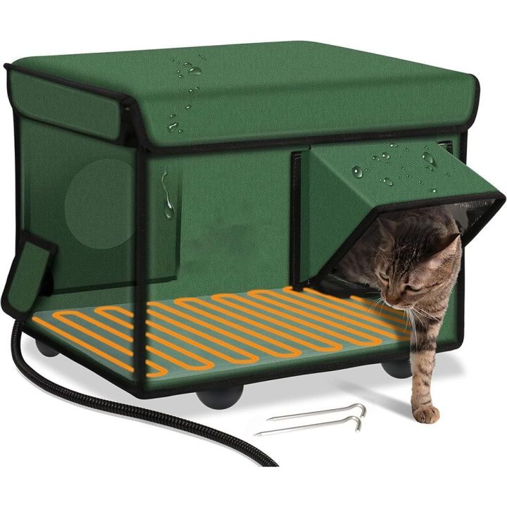 CHIN Waterproof and Insulated Outdoor Cat House with Cat Heating