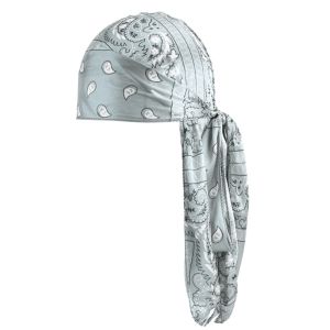 LUMIYA Amoeba Print Mens Headscarf Breathable Imitation Silk Long Tail Pirate Cap Trends Lightweight Hip Hop Hat Outdoor