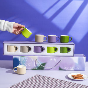 SG [READY STOCK] Ceramic Coffee Cup Set 5Pcs Coffee Mug Tea Cup Milk Mug Ceramic Cup Halloween Christmas Gift Set Water cup 咖啡杯圣诞节礼物