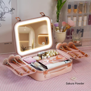 Makeup Pouch Makeup Bag Organizer Large Capacity Travel Makeup Bag LED Makeup Bag Mirror LED Rechargeable Kosmetik Bag