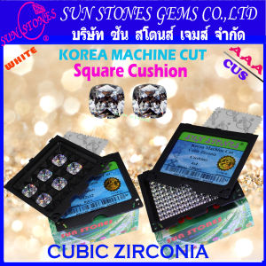 CZ Cushion Cut Diamond 3AAA เพรชรัสเซีย เพชรพลอยคุชชัน / เพชรพลอยสี่เหลี่ยมขอบมน สีขาว KOREA MACHINE CUT Cushion WHITE