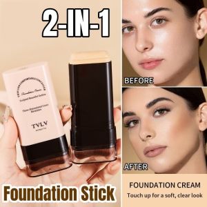 TVLV 5-colors Foundation Stick Double-Head Eraser Foundation Stick Concealer and Moisturizing Long Lasting Portable Design