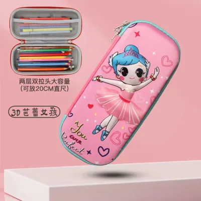 Pencil Case 3D Timbul Karakter kucing Lucu Dino Unicorn Kotak Pensil 3D Timbul