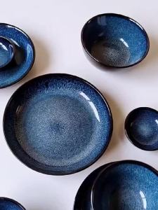 FCOMK American Style Stoneware Dinnerware Set Dinner Plate Deep Dish Salad Bowl Ceramic Home Tableware Star Design Series