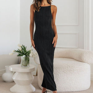 G72024 Summer New European and American Cross-Border Trade Womens Fashion Strap Long Dress Sleeveless Slim Fit Dress 7/7