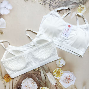 Áo lót lá áo lót học sinh có mút Áo bra 3 dây thun lỗ thông hơi phối lưới AOLA45