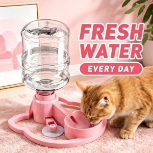 Cat Water Dispenser Automatic Gravity Refill Whisker Friendly Bowl Detachable Portable Non Slip