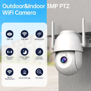 Jooan CCTV Wireless Outdoor 3MP 1080P PTZ WIFI Dome Camera Security camera IP cam 360 night vision Full Color Alarm Tracking Smart Surveil lance