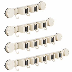 CANICE Buckle Clamp Suction Cup Mop Rack Aluminum Material Fixed Hook Wall-mounted Mop Clip Storage Solution Wall Hanging Punch-Free Hook Bathroom Storage
