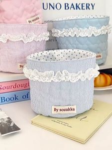 Quivlox Large Capacity Fabric Storage Basket Round Tidy Bin Desktop Organizer for Toys Snacks Sundries Bekas Kain