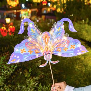 VGLPOP Cartoon Butterfly Wing Lantern Unfinished Traditional Craft LED Lantern Toys Creative Blessing Antique Lantern Mid-Autumn Festival