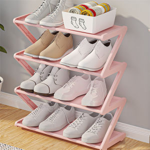 55CM Z Shaped 4 Layer Fabric Dustproof Simple Assembly Shoe Storage Rack Suitable for Corner Stackable Shelf Shoe Storage Box