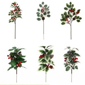 NAELIN Đồ trang trí hoa nhân tạo Cây thông Noel Quả dâu đỏ Giáng sinh Hoa giả Những bó hoa lễ hội Lễ hội Nhà làm đồ thủ công Hộp quà trang trí Giáng sinh Giáng sinh