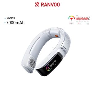 Ranvoo AICE3 Hanging Neck Air Conditioning Refrigeration Fan Neck Portable Smart Wearable Portable High Wind Charging Smart Semiconductor Silent Small Air Conditioning Fan Hanging Neck Fan 7000mAh