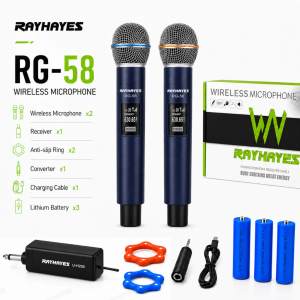 RAYHAYES Wireless Microphone Rechargeable Handheld Microphone for Karaoke