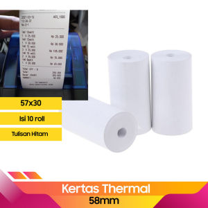 KERTAS THERMAL 58MM ( isi 10 PCS ) 57X30 UNTUK PRINTER BLUETOOTH / MOBILE PRINTER 58MM