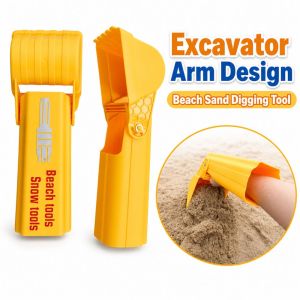 PLLEWY Excavator Arm Shape Beach Sand Digging Tool Orange Plastic Sand Shovel Arm Creative Multipurpose Sand Snow Shovel Tool Kid Beach Tool